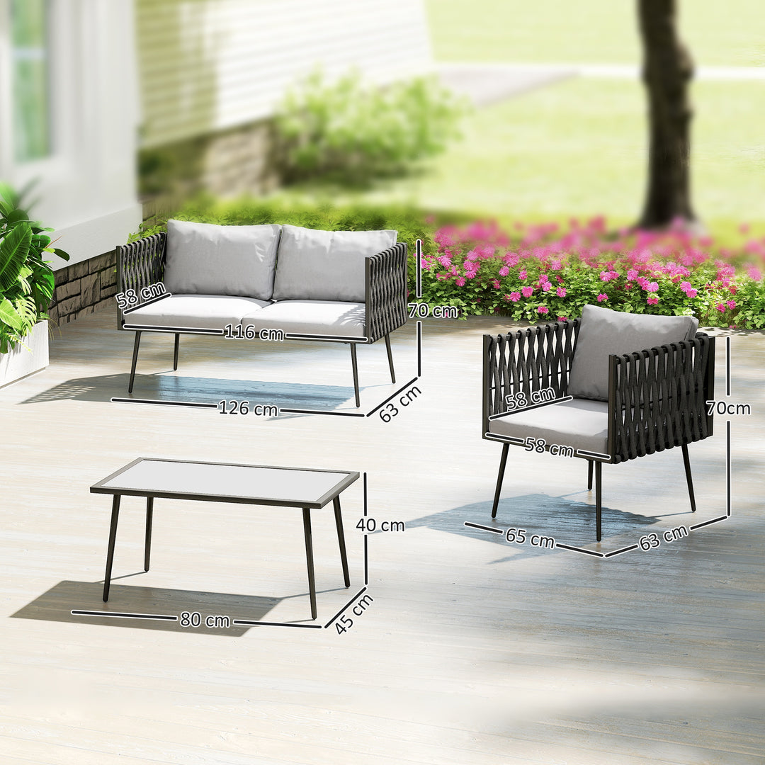 4-Piece Garden Furniture Set with Cushions - Light Grey