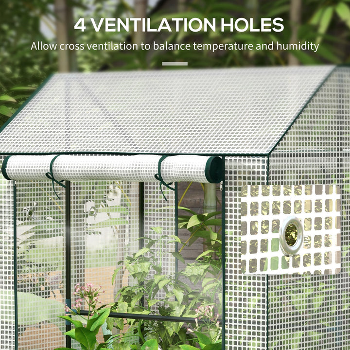Green House, Mini Greenhouse with 2 Roll-up Doors, Vent Holes and Rein