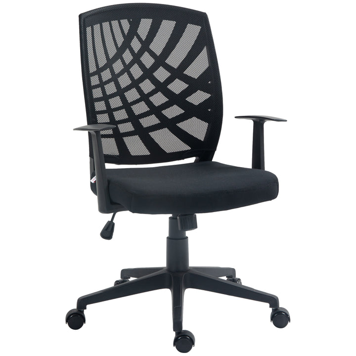 HOMCOM Ergonomic Office Chair, Height Adjustable Mesh Chair, Desk Chair with Swivel Wheels for Home Office, Black | Aosom UK