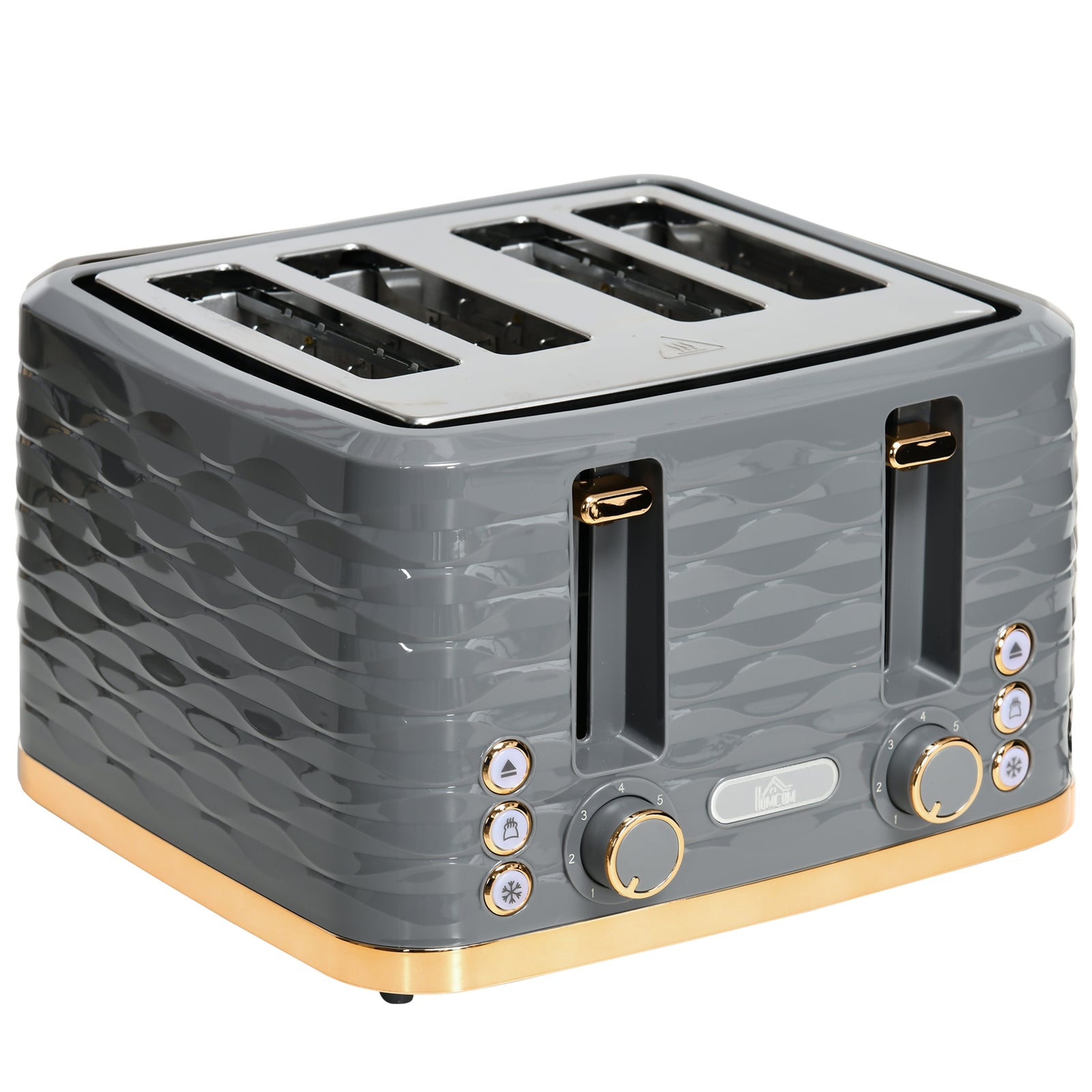 Four-Slice Rippled Toaster - Grey