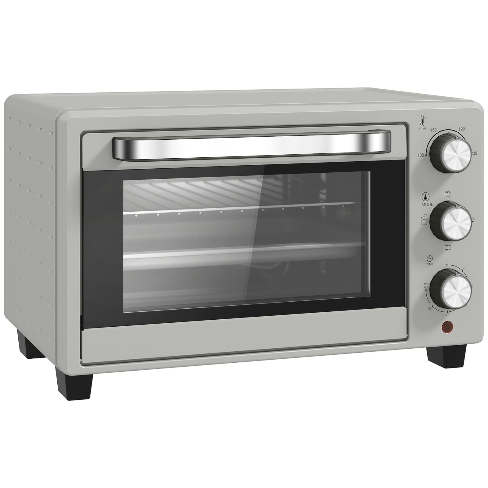 21L Mini Countertop Oven, 100°C-230°C Adjustable Temp - Silver Tone