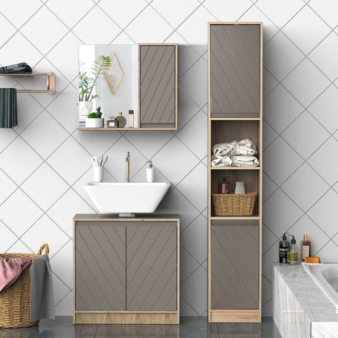 Bathroom Mirror Cabinet, Wall-Mounted Bathroom Cabinet with Mirror and Adjustable Inner Shelf, 57L x 14.2W x49.2H cm