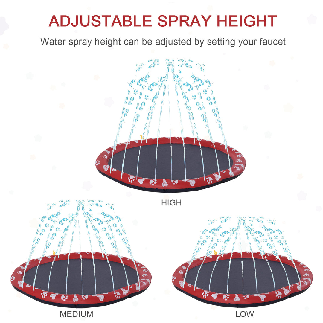 PawHut 150cm Splash Pad Sprinkler for Pets Dog Bath Pool Water Game Mat Toy Non-slip Outdoor Backyard Red | Aosom UK