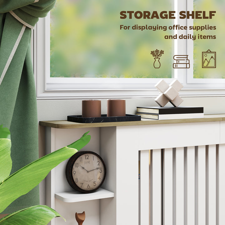 MCL Radiator Cover with Open Storage Shelves, Vertical Slatted Cabinet Shelf Heater Cover for Living Room, Hallway, Extra Large, White (H: 83 / W: 191 / D: 19 cm)