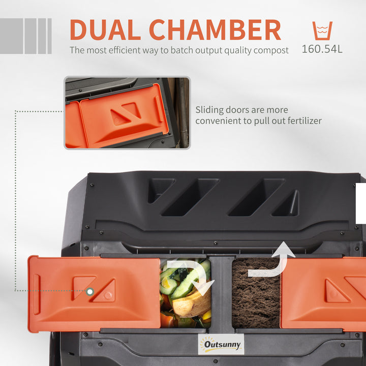 MCL 160L 360° Rotating Dual Chamber Composter - Orange