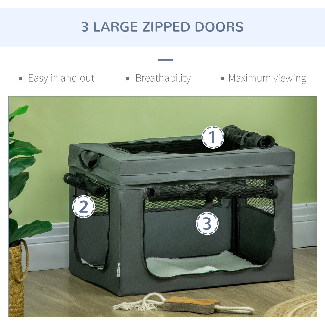 60cm Pet Carrier, with Cushion, for Miniature Dogs - Grey