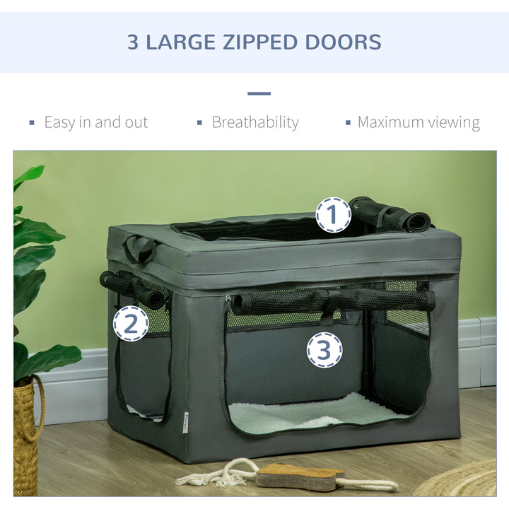 60cm Pet Carrier, with Cushion, for Miniature Dogs - Grey