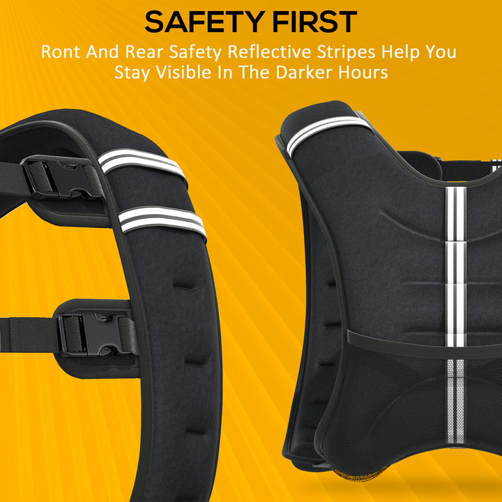 5KG Weighted Vest, Running Weight Vest with Adjustable Straps, Convenient Pocket and Reflective Strips, for Men and Women Cardio Exercise Strength Training Workout