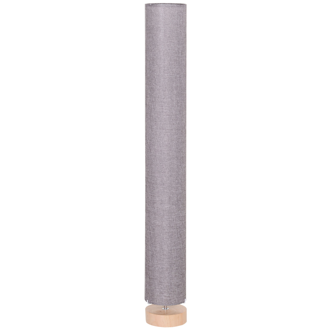 Floor Lamp for Living Room, 47" Modern Standing Lamp with Linen Shade, Wooden Base, Grey