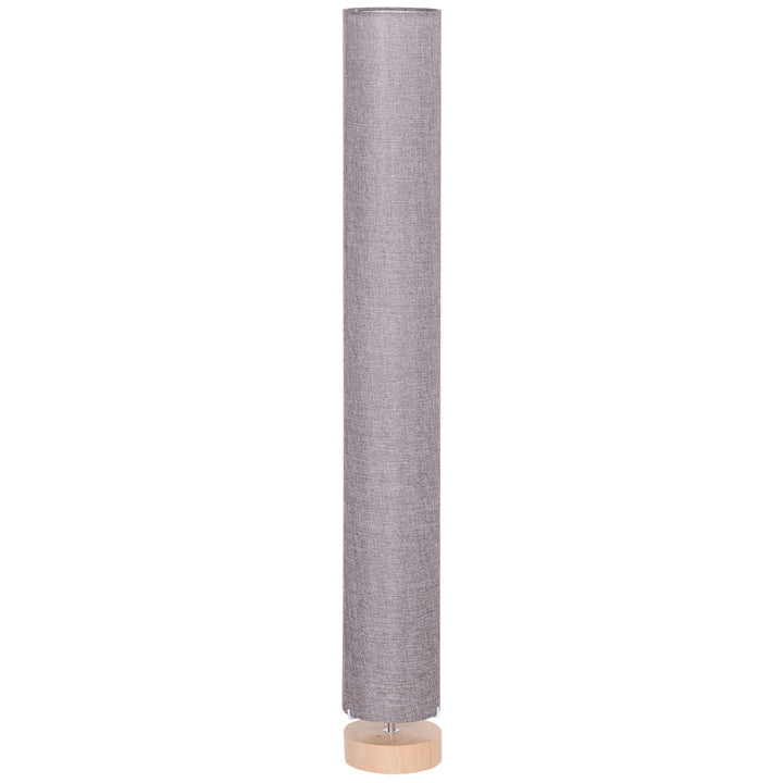 Floor Lamp for Living Room, 47" Modern Standing Lamp with Linen Shade, Wooden Base, Grey