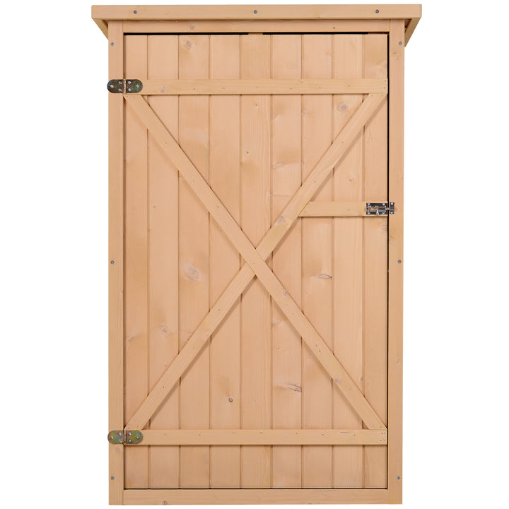 MCL Wooden Small Shed, Garden Storage Shed with Shelves and Bolt Latch, 75L x 56W x115H cm, Natural