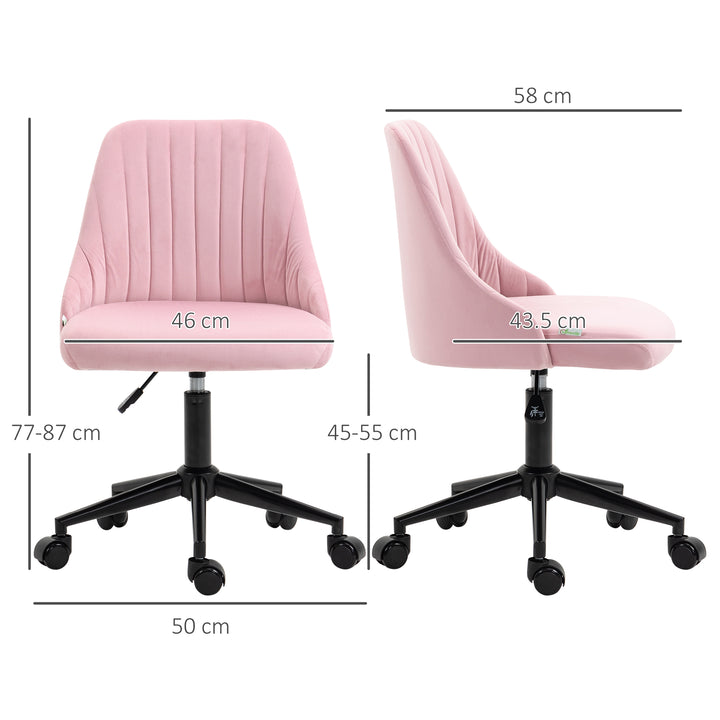 Velvet-Feel Armless Office Chair - Pink