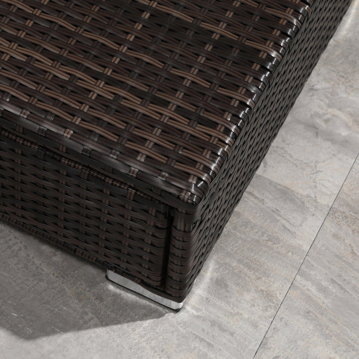 MCL 3 Pieces Rattan Garden Furniture Sofa Set, 4 Seater Garden Corner Sofa with 5-Level Reclining Sun Lounger and Storage Coffee Table, Outdoor Furniture Conservatory Set with Cushions, Brown