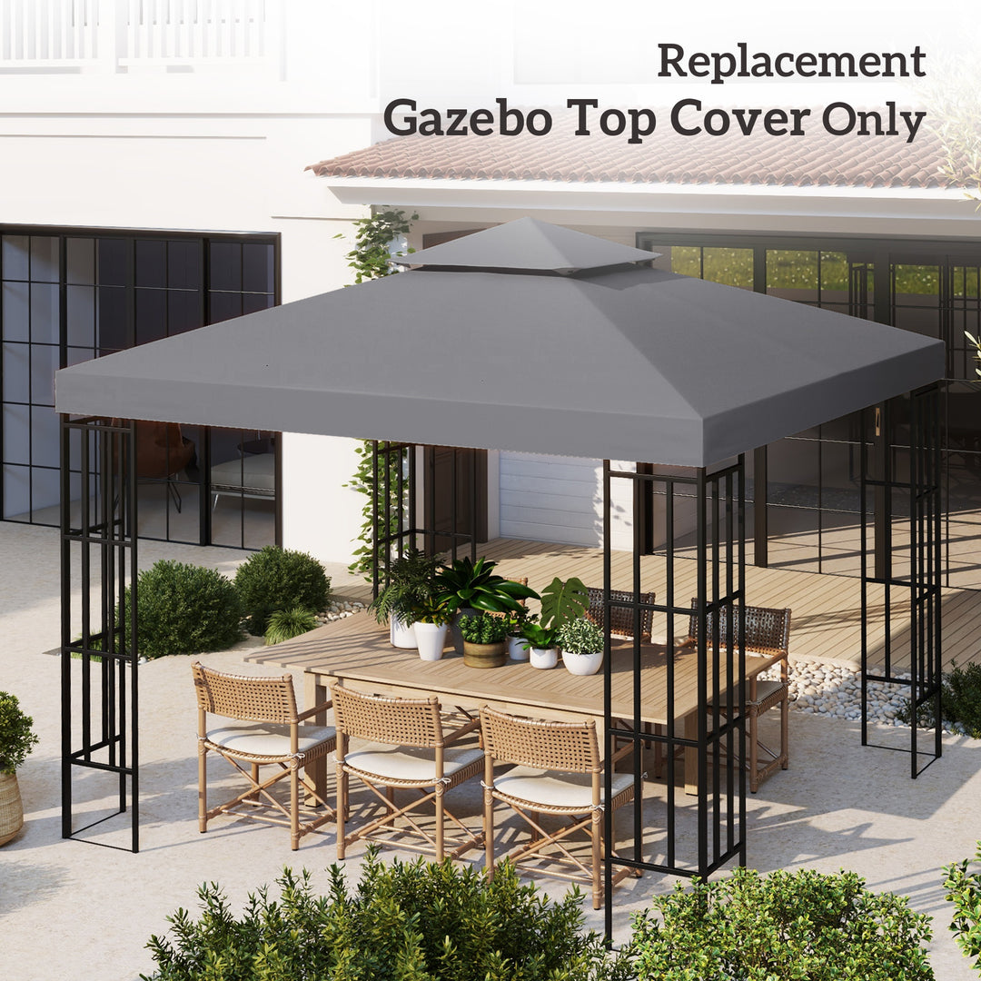 3(m) Gazebo Top Cover Double Tier Canopy Replacement Pavilion Roof Deep Grey