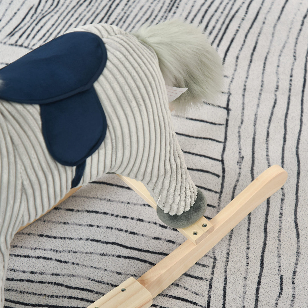 MCL Kids Plush Rocking Horse w/ Sound Children Rocker Ride On Toy Gift 3-6 Years Grey