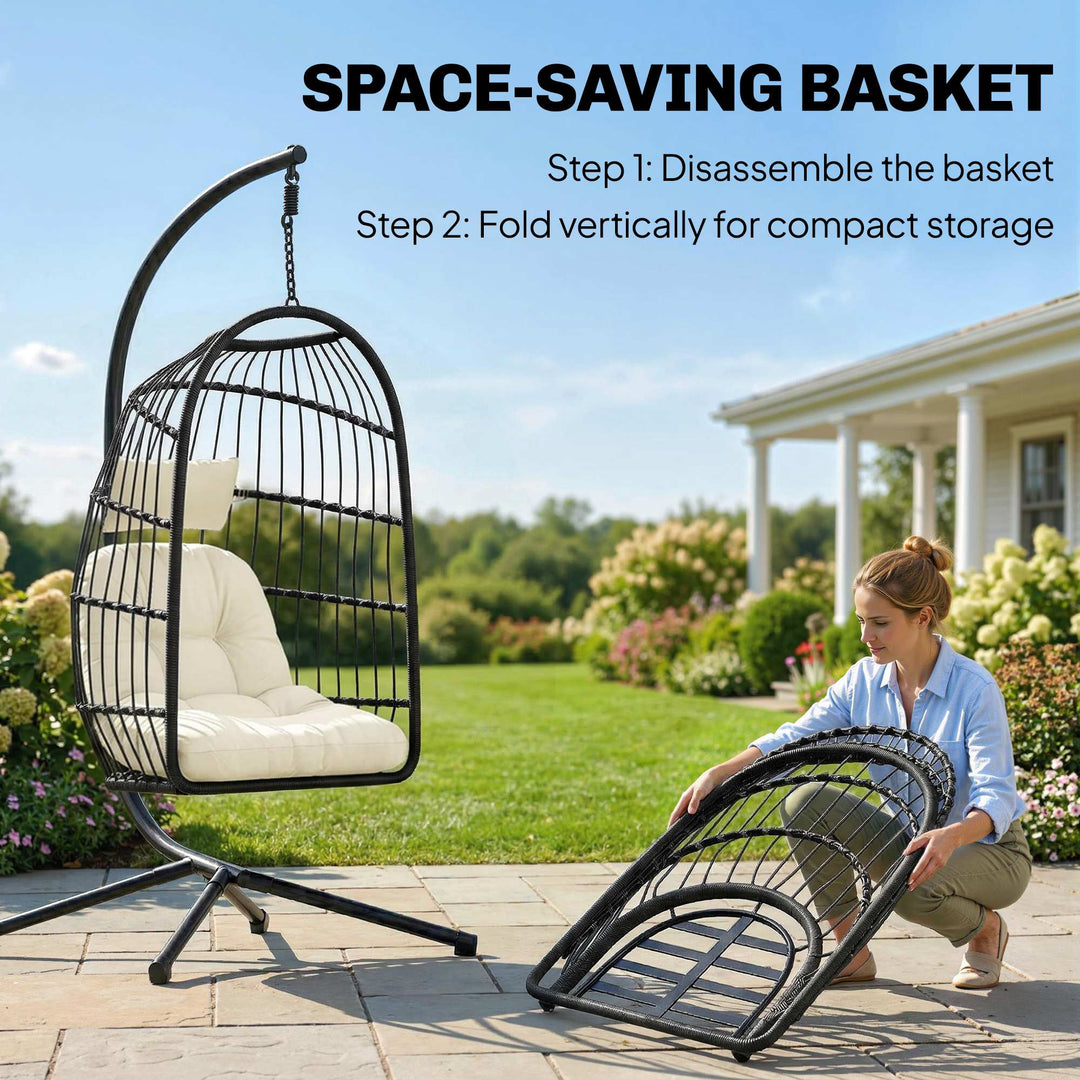 Hanging Egg Chair, Indoor Outdoor Hammock Swing Chair with Stand, Safe