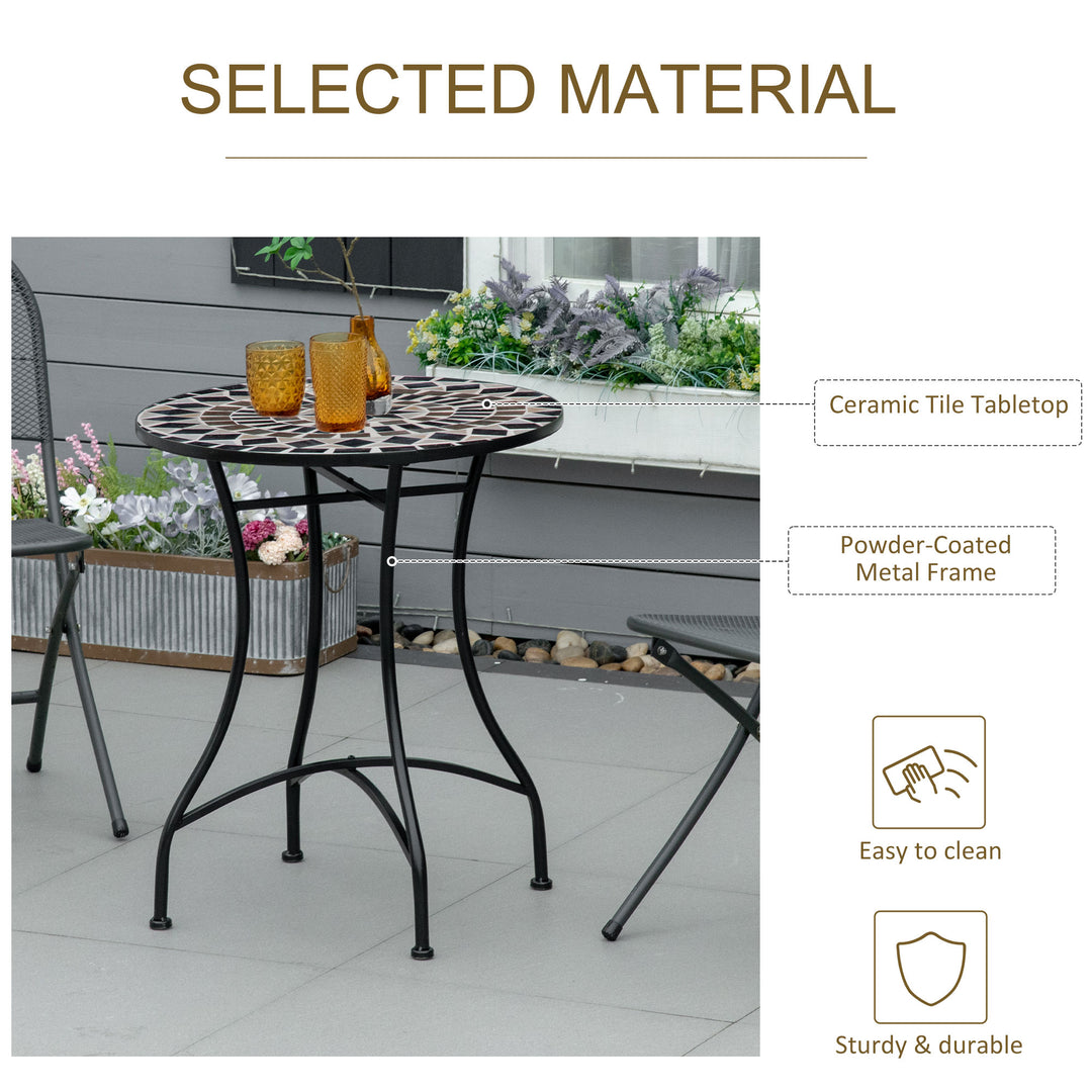 MCL 60cm Mosaic Outdoor Patio Table - Black