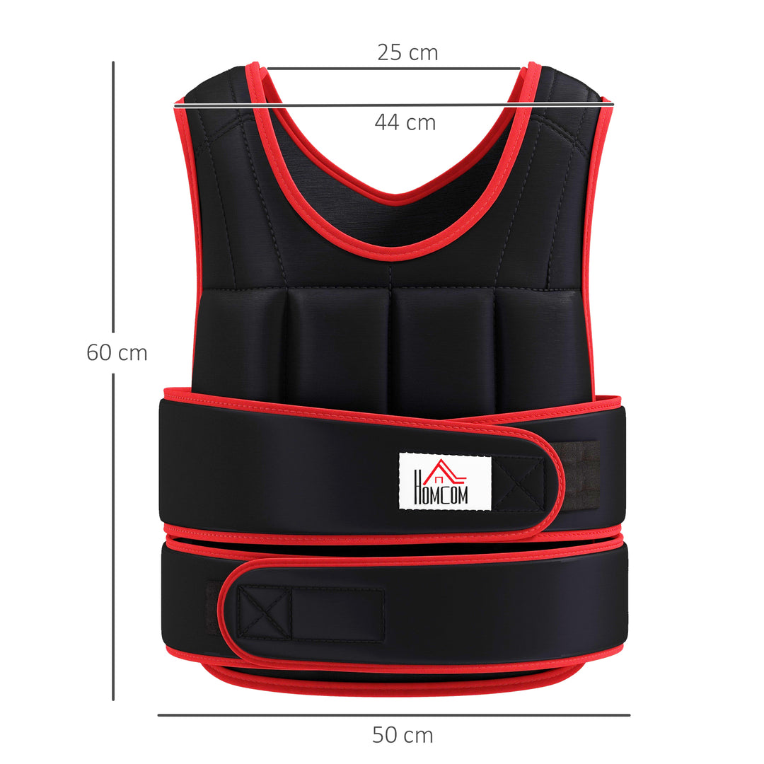 MCL 20kg Weighted Vest, Adjustable Running Weight Vest with 38 Weight Bags for Men or Women Cardio Exercise, Black and Red
