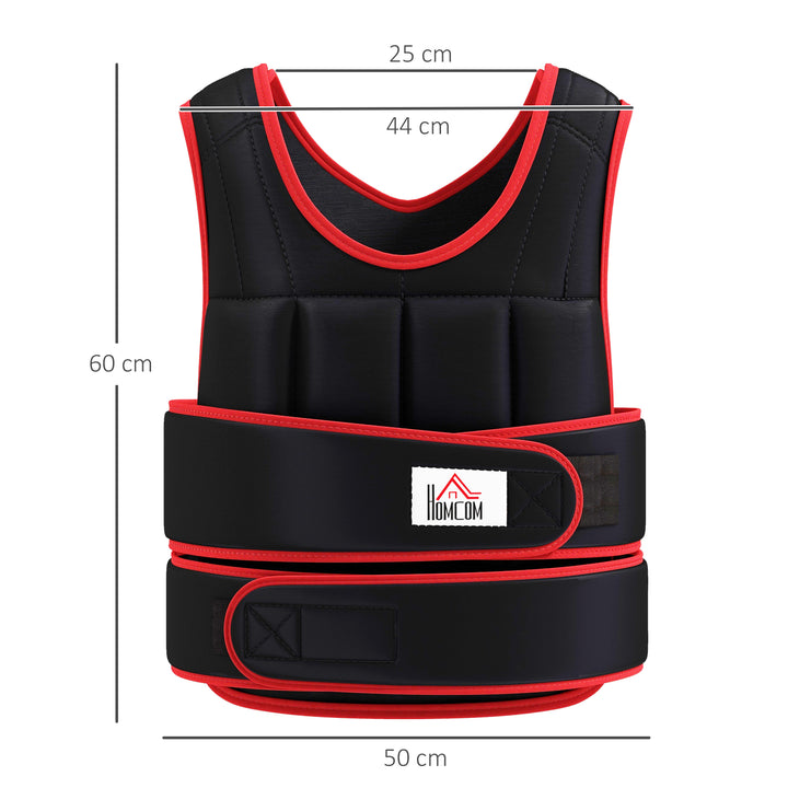 MCL 20kg Weighted Vest, Adjustable Running Weight Vest with 38 Weight Bags for Men or Women Cardio Exercise, Black and Red