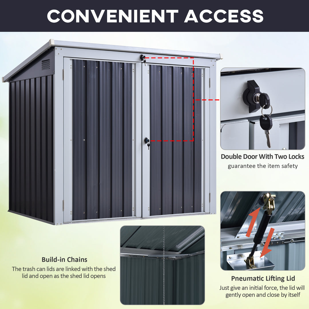 3.2 x 5.1ft Corrugated Steel Two-Bin Storage Shelter - Black