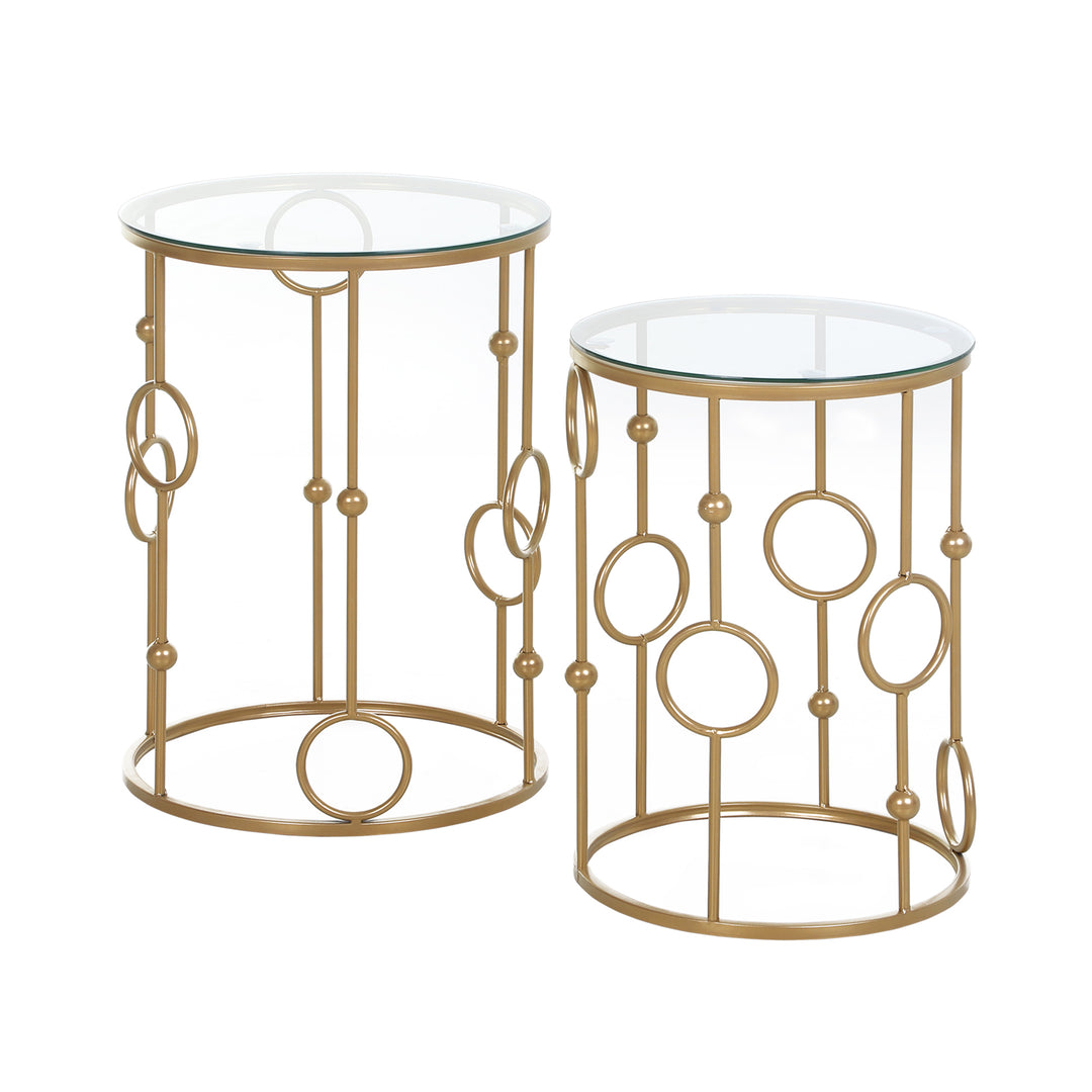 MCL Nesting Round Coffee Table Set of 2 - Gold Tone