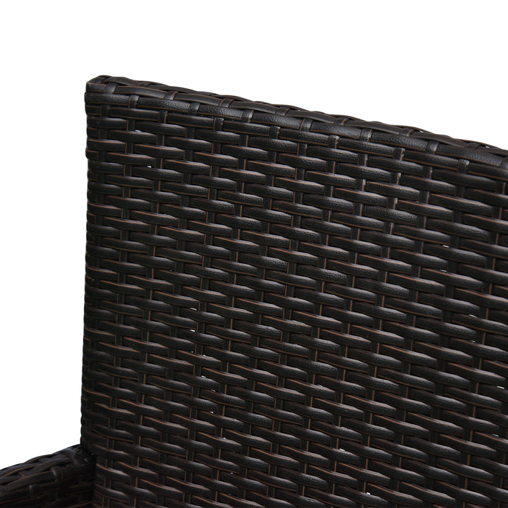 MCL 2 Pieces Outdoor PE Rattan Dining Chairs Set with Cushion, Garden Armchair with Armrests, High Backrest, Metal Frame Patio Wicker Furniture, Coffee