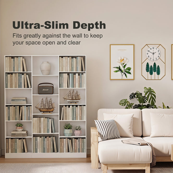 Bookcase with Open Storage, 6-Tier Bookshelf with Anti-Tipping Hardwar