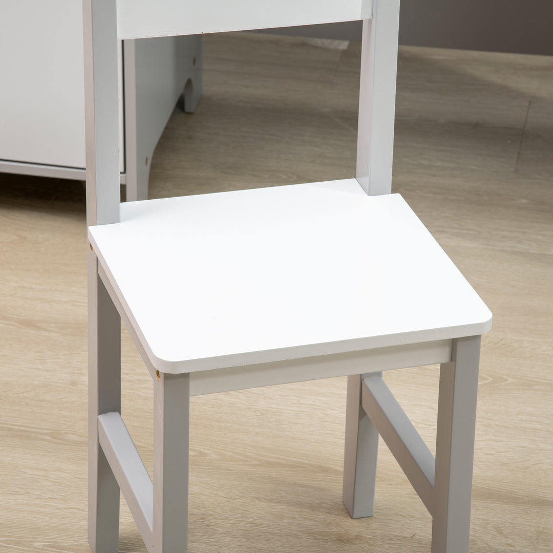 Kids Table and Chair Set w/ Whiteboard - Grey