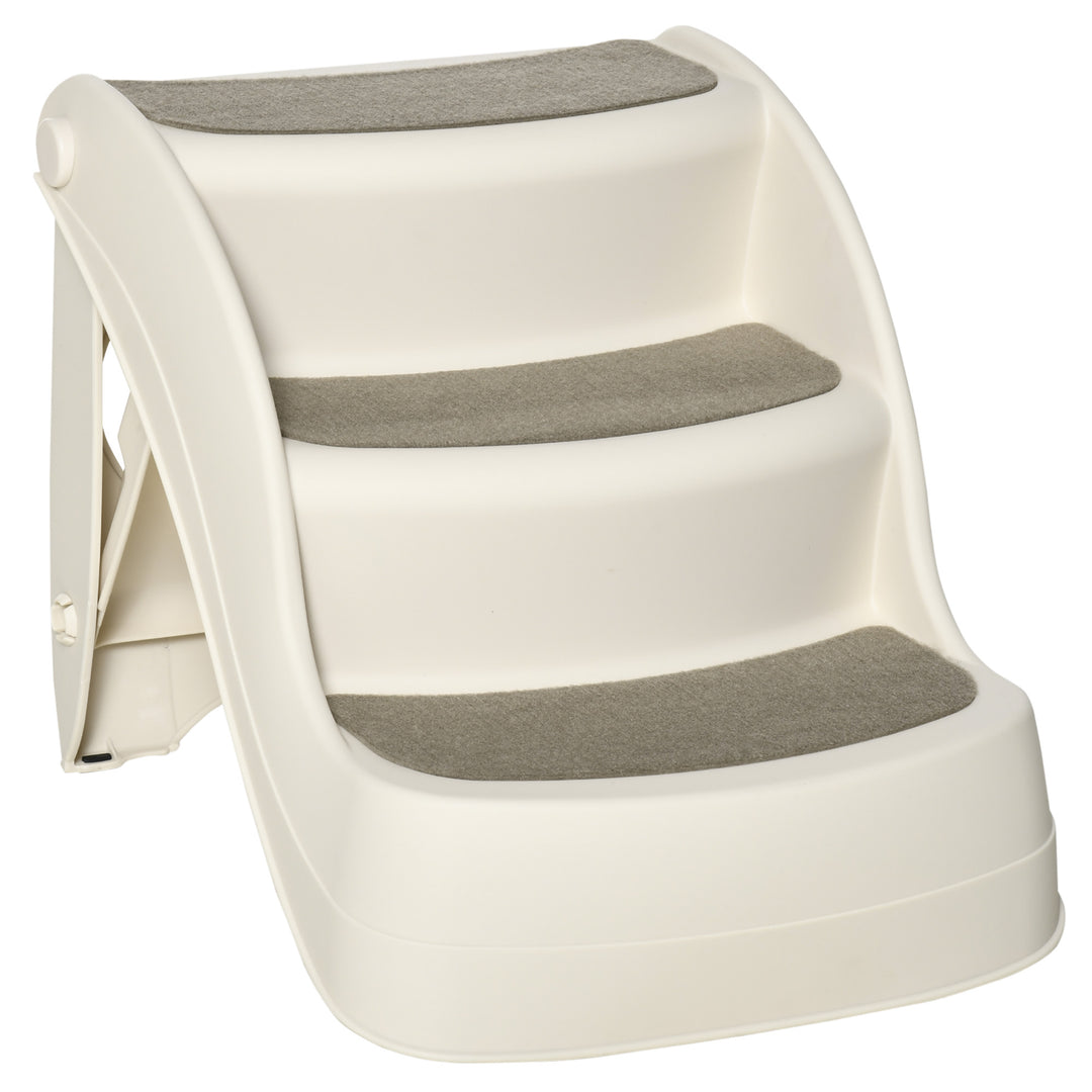 MCL Foldable Pet Stairs Portable Dog Steps 3-Step Design with Non-slip Mats for High Beds, Sofas, 49 x 38 x 38 cm, Cream