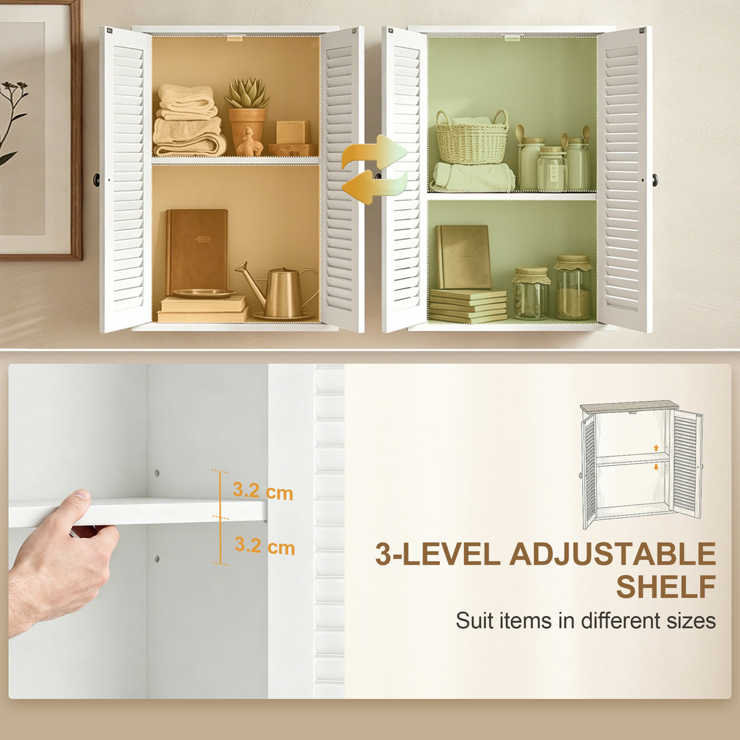Bathroom Cabinet, Bathroom Wall Cabinet with Louvered Doors and Adjust