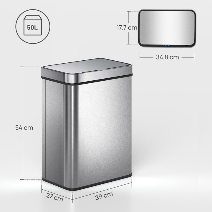 50 L Sensor Can, Sensor Bin with Soft-Close Lid, Fingerprint-Proof Sta