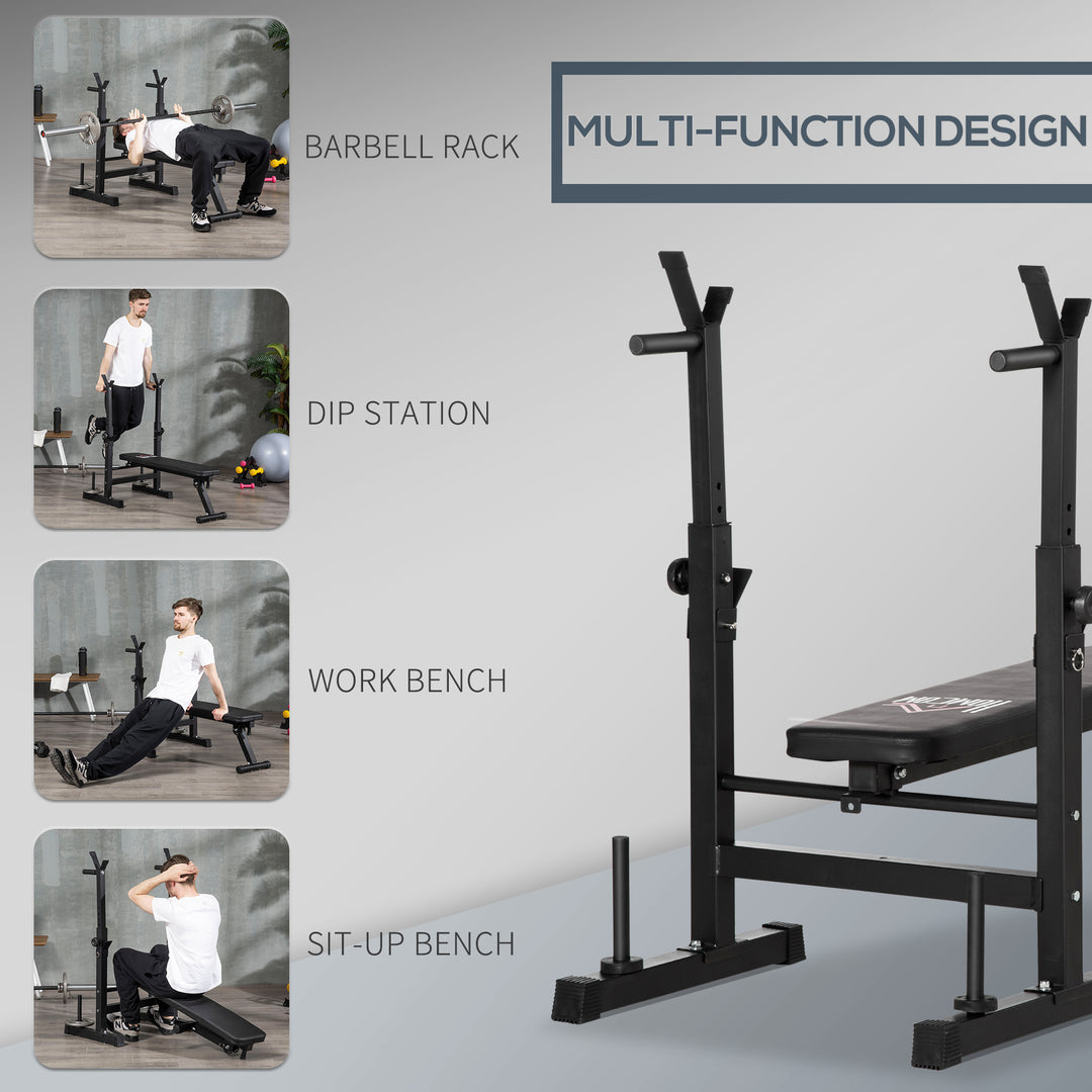 MCL Adjustable Weight Bench, Foldable Bench, with Barbell Rack, Black