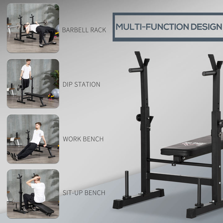 Adjustable Weight Bench, Foldable Bench, with Barbell Rack, Black