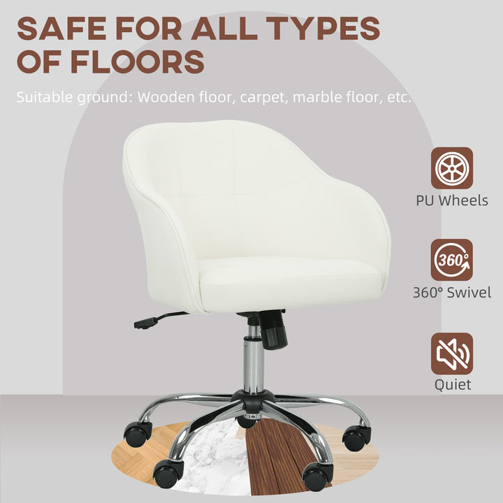 46-56 cm Velvet-feel Office Chair - Cream