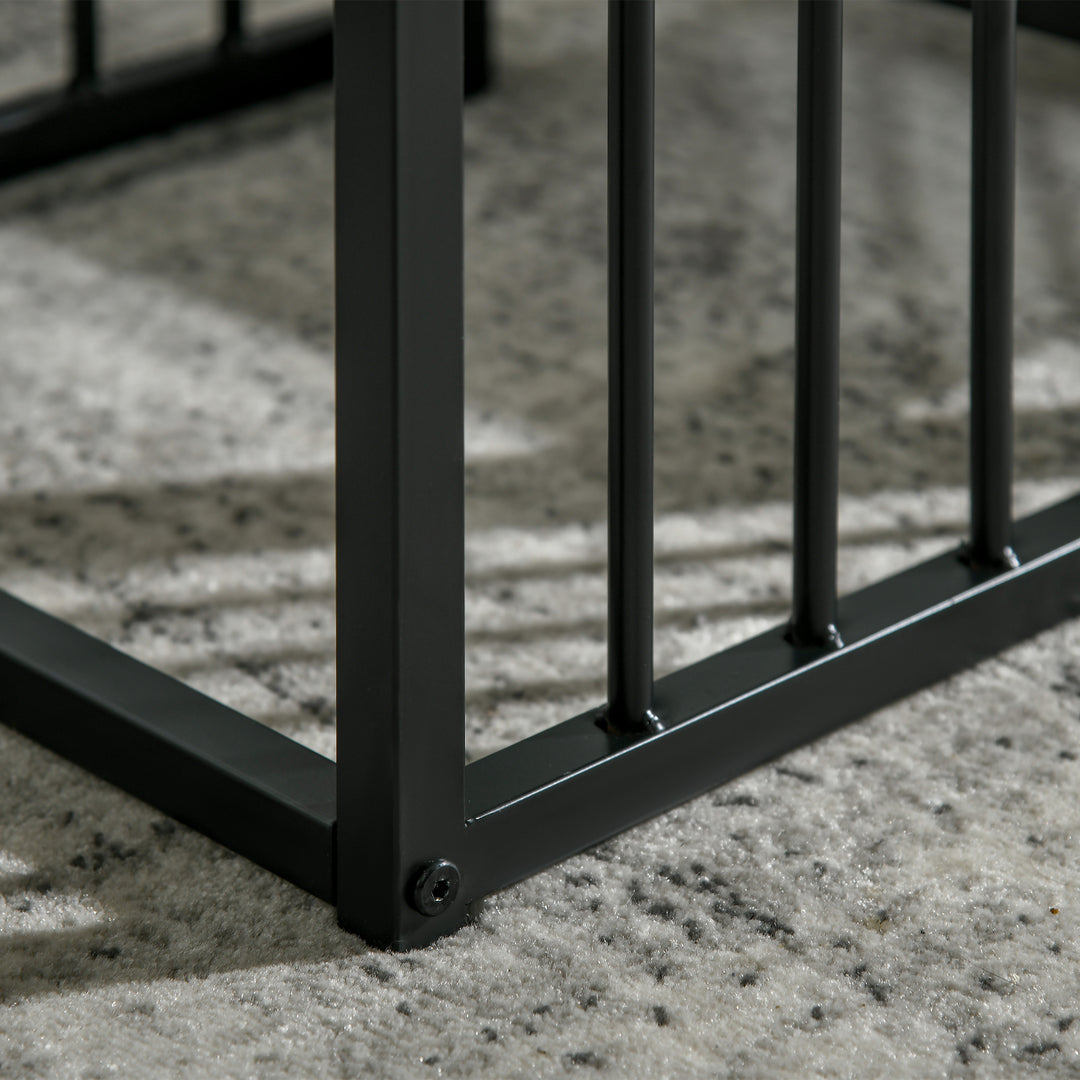 MCL Modern Coffee Table Set of Two, Marble-Effect Nesting Side Tables with Steel Frame for Living Room, White, Black