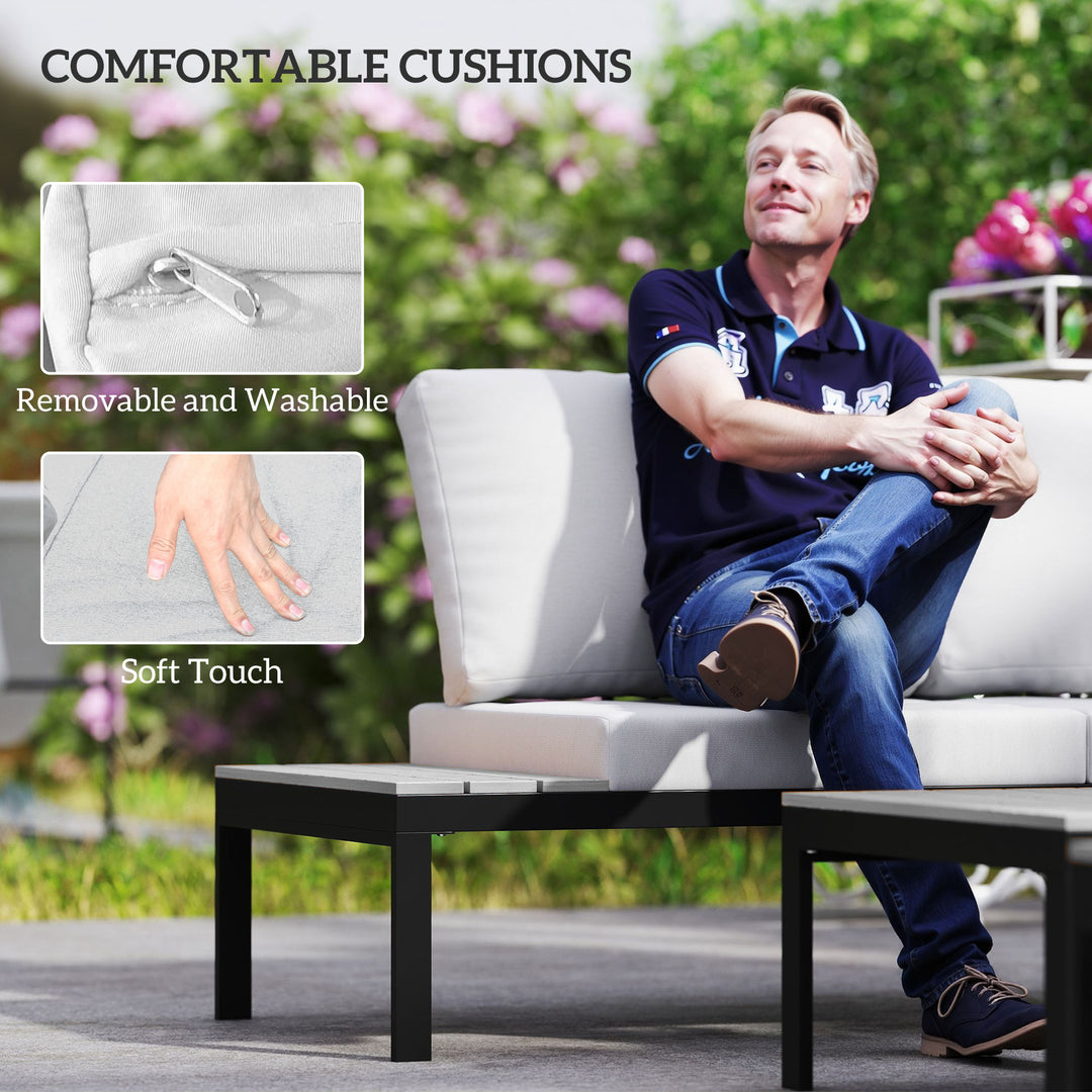 Four-Piece Garden Corner Sofa Set with 2 Loveseats and 2 Coffee Tables