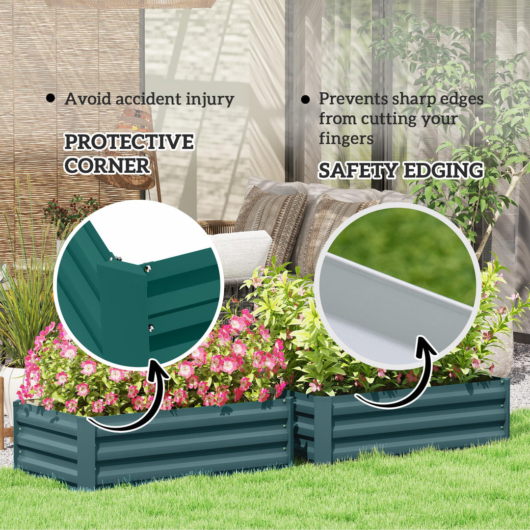 Set of Two 100 x 60cm Steel Planter Boxes -Green