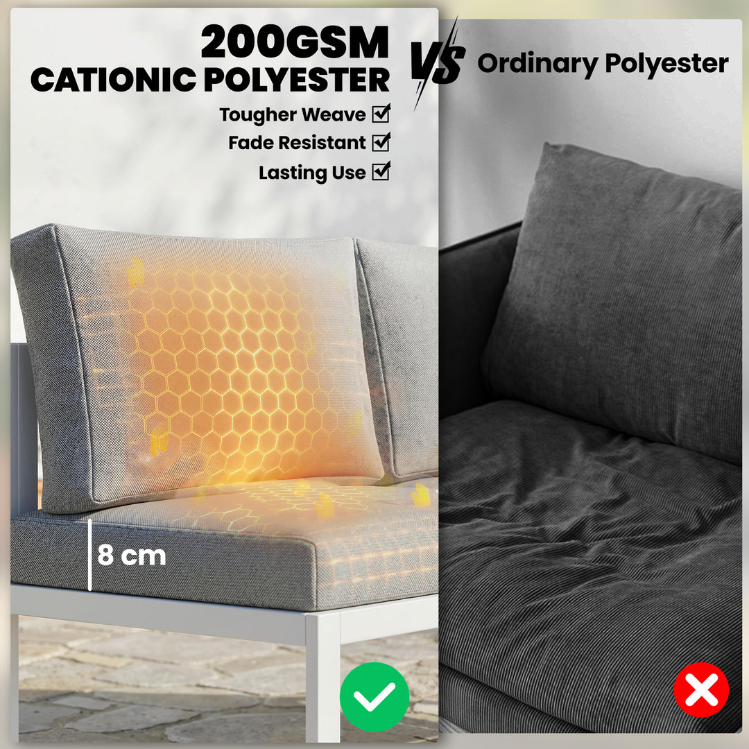 6 Seater Metal Garden Furniture Corner Sofa Set with 3 Loveseats, Faux