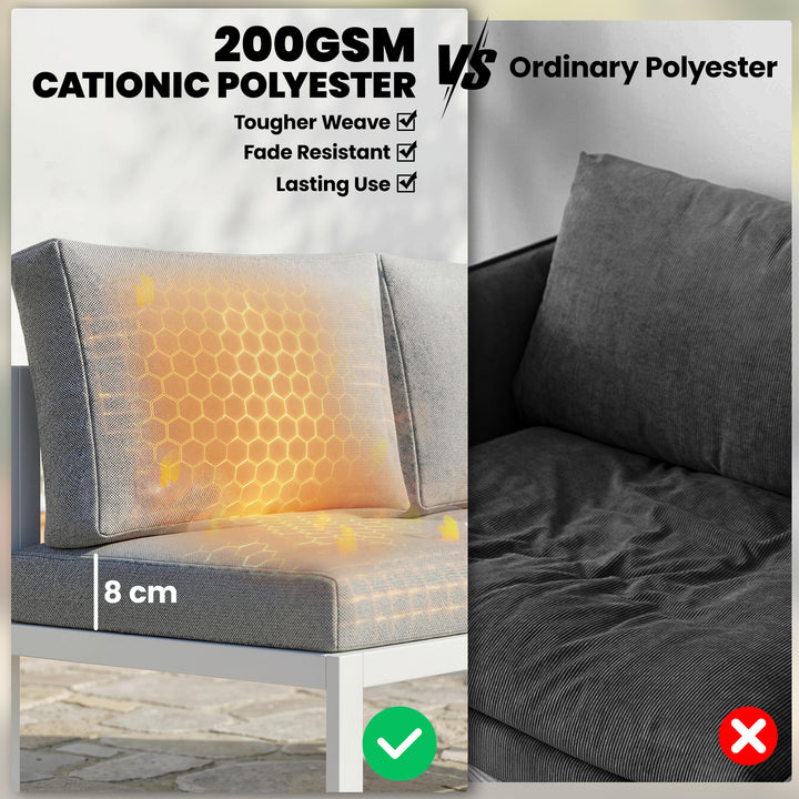 6 Seater Metal Garden Furniture Corner Sofa Set with 3 Loveseats, Faux