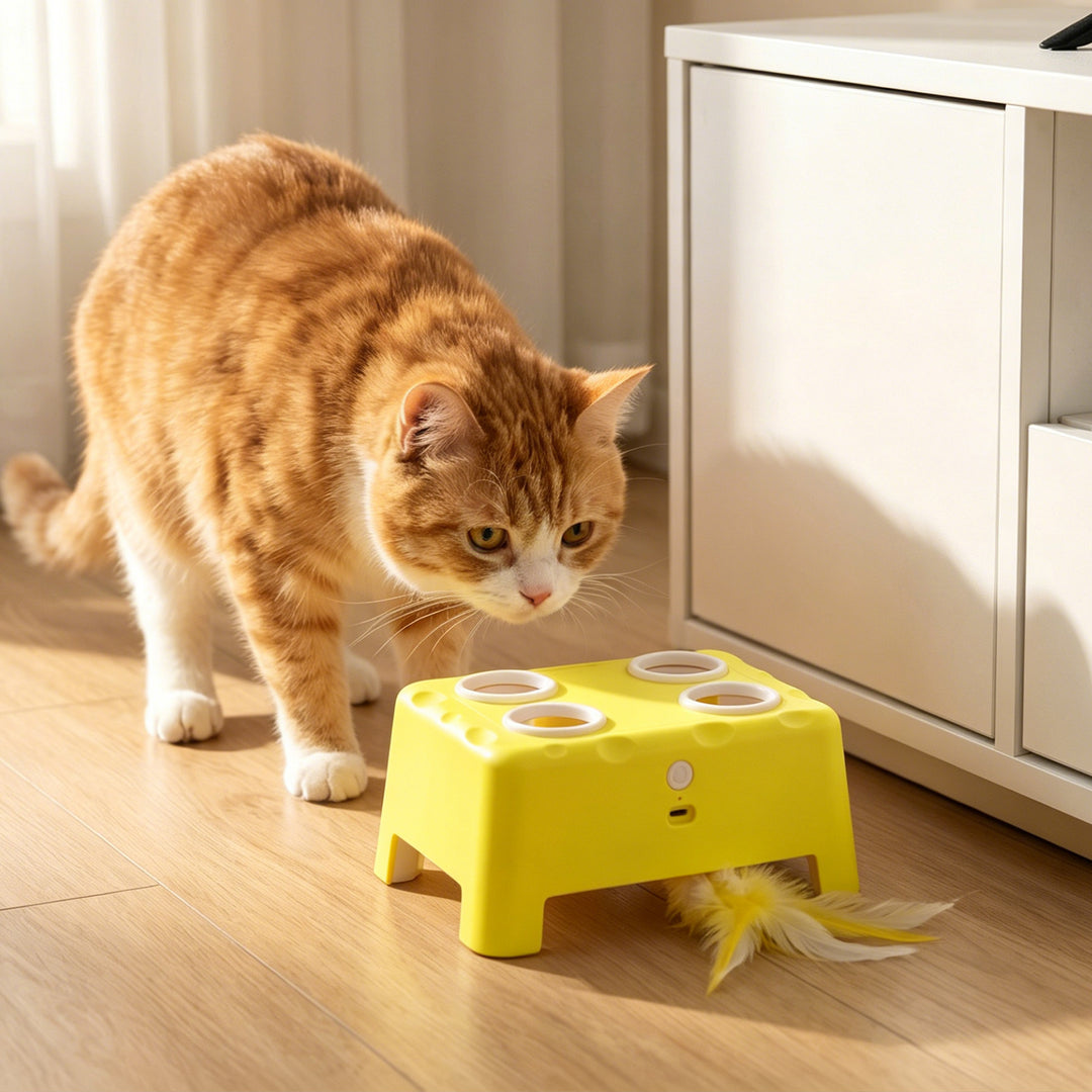 3 in 1 Interactive Cat Toys with Mouse &amp; Feather Teaser Toy Rechargeab