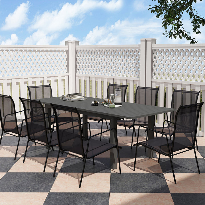 Aluminium Extending Garden Table with Slatted Top for 6-8 Person, 160/220 x 90 x 73 cm, Grey