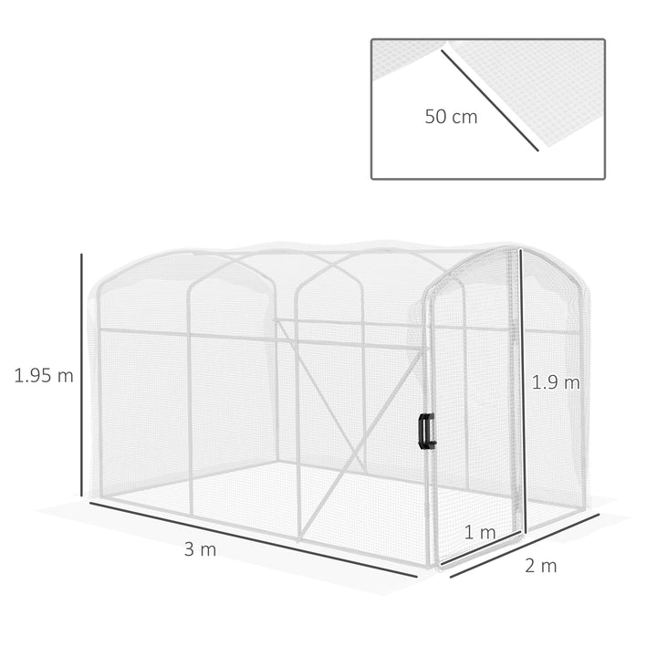 Polytunnel Greenhouse Walk-in Grow House with UV-resistant PE Cover, Door and Galvanised Steel Frame, 2 x 2 x 2m, White