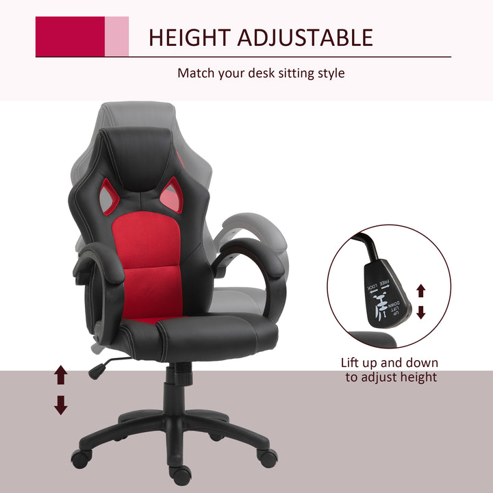Office Chair Faux Leather Swivel Computer Desk Chair for Home Office with Wheels Armrests Black