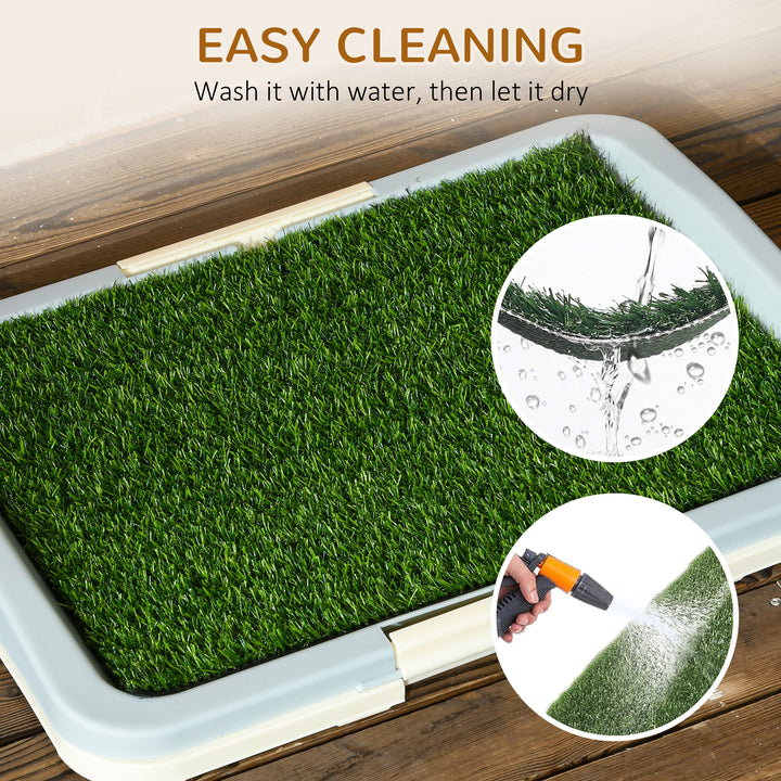 Puppy Training Pad, Indoor Portable Puppy Pad, with Artificial Grass, Grid, Panel, Tray, 46.5 x 34cm