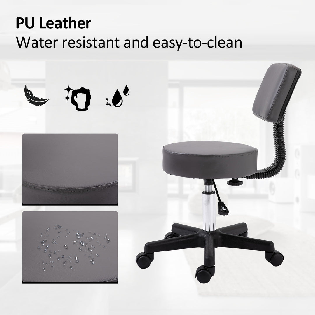 Beautician's Swivel Salon Chair w/ Padded Seat Back 5 Wheels Adjustable Height Salon Hairdressers Tattoo Spa Rolling Cushion Professional 35cm Grey