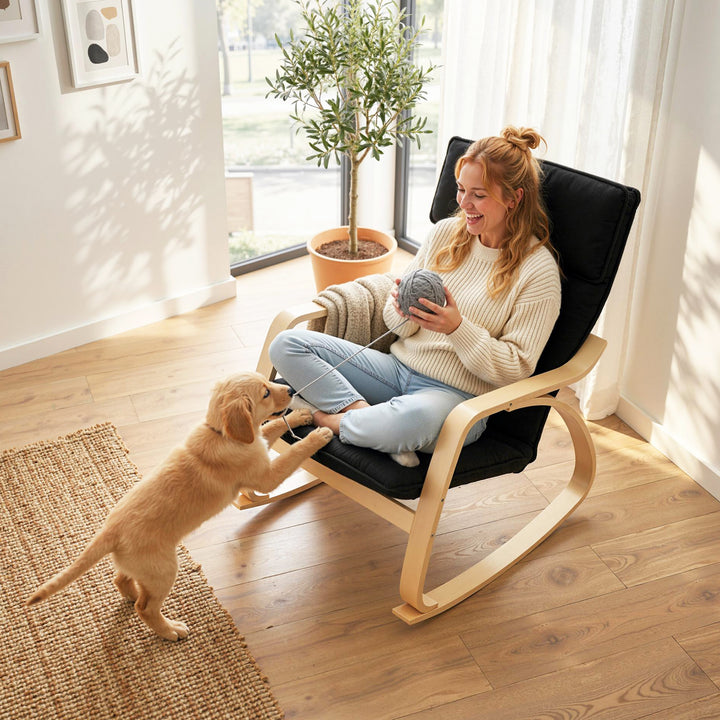 Lounge Chair, Comfortable Relax Rocking Chair with Headrest, 67W x 92D
