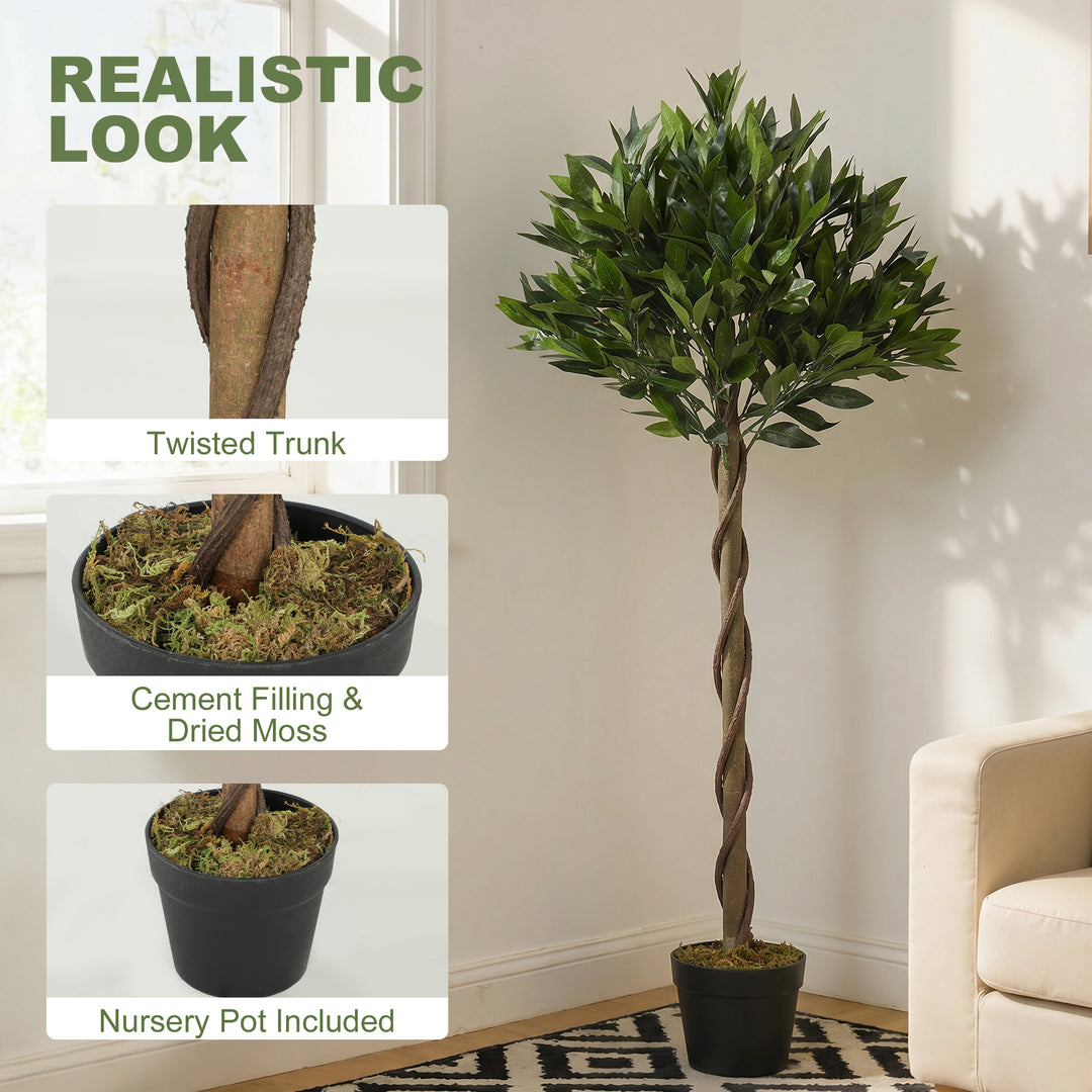 Artificial Bay Laurel Topiary Trees with Twisted Trunk, Realistic Lush