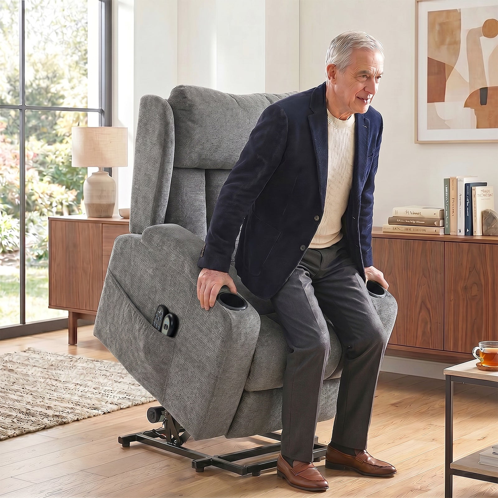 Power Lift Recliner Chair with Vibration Massage and Heat, Chenille Ri