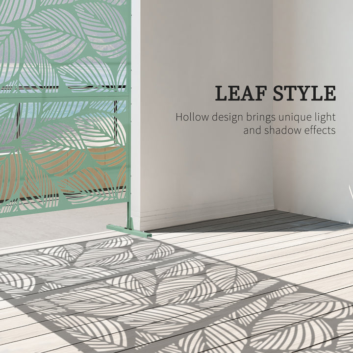 Metal Decorative Privacy Screen Outdoor Divider, Green Leaf