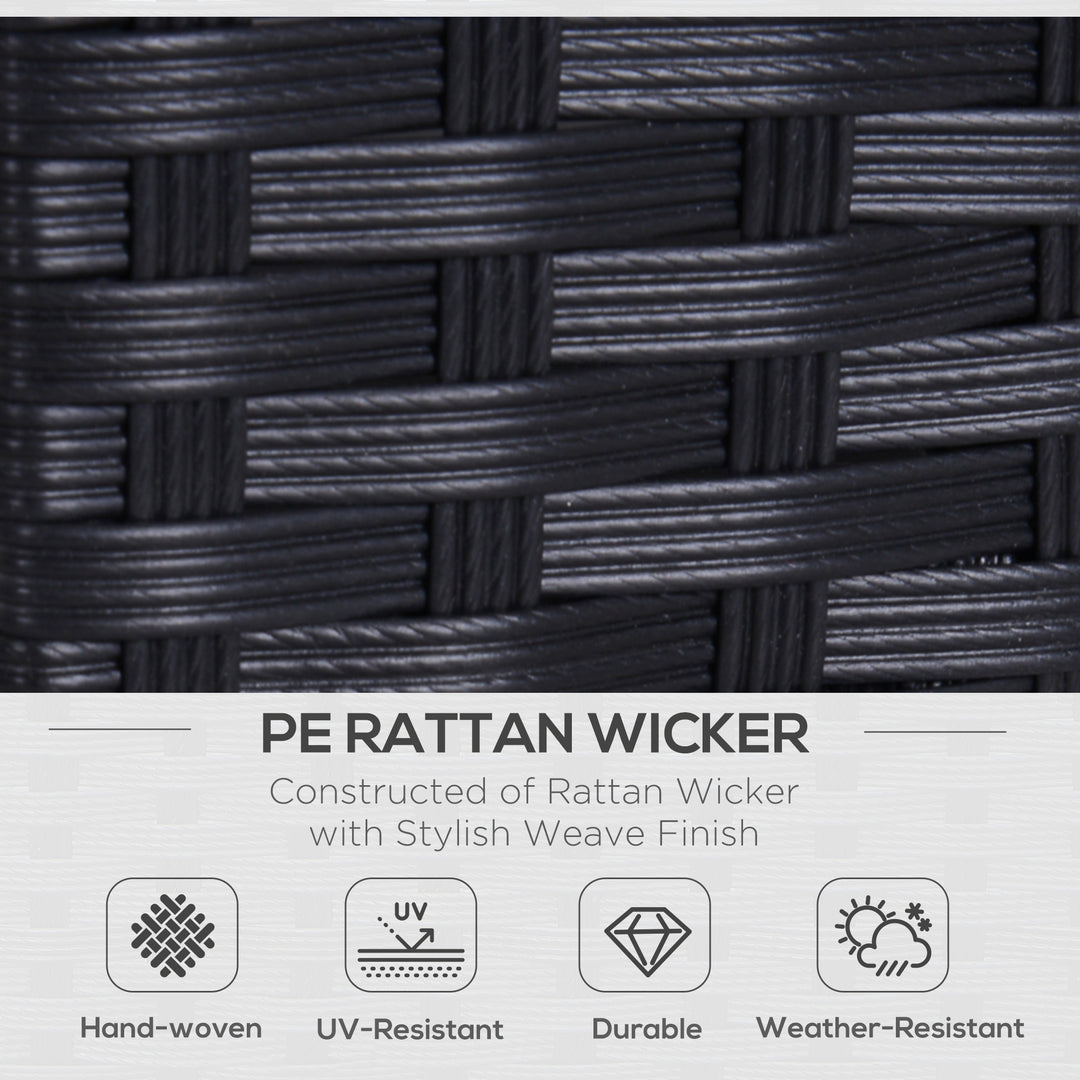 Rattan Sofa, 2 Seater Garden Furniture with Soft Padded Cushion and Armrests, Wicker Garden Loveseat for Patio, Black